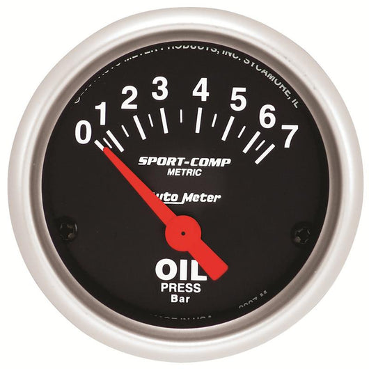 Autometer Sport-Comp 52mm 0-7 Bar Short Sweep Electronic Oil Pressure Gauge - 3327-M