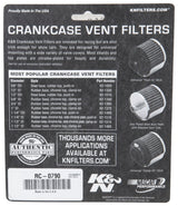 K&N Universal Chrome Filter 1 3/8 inch FLG / 2 1/2 inch Base / 2 inch Top / 2 1/4 inch Height - RC-0790