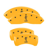 MGP 4 Caliper Covers Engraved Front & Rear Tiffany Snake Yellow Finish Black Char 2005 Ford Mustang - 10197SSNKYL
