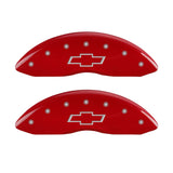 MGP 4 Caliper Covers Engraved Front & Rear Bowtie Red finish silver ch - 14034SBOWRD