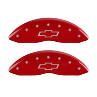 MGP 4 Caliper Covers Engraved Front & Rear Bowtie Red finish silver ch - 14031SBOWRD