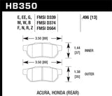 Hawk 90-01 Acura Integra (excl Type R) / 98-00 Civic Coupe Si DTC-60 Race Rear Brake Pads - HB350G.496