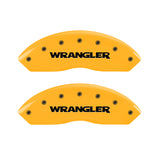 MGP 4 Caliper Covers Engraved Front & Rear WRANGLER Yellow finish black ch - 42007SWRGYL