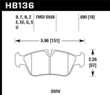 Hawk BMW 318i/318iC/318iS/318Ti/325Ci/325i/325iS/325Xi/328Ci/328iC/328iS/Z3 Race Front Brake Pads - HB136G.690