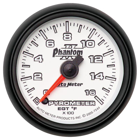 Autometer Phantom II 52.4mm Full Sweep Electronic 0-1600 Def F EGT/Pyrometer Gauge - 7544