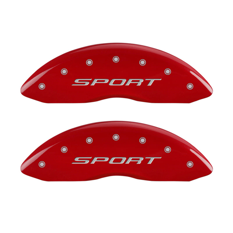 MGP 4 Caliper Covers Engraved front & Rear 2015/Sport Red finish silver ch - 10241SSPTRD