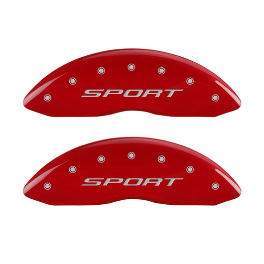 MGP 4 Caliper Covers Engraved front & Rear 2015/Sport Red finish silver ch - 10241SSPTRD