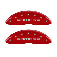 MGP 4 Caliper Covers Engraved Front Gen 4/Camaro Engraved Rear Gen 4/Z28 Red finish silver ch - 14027SZ84RD
