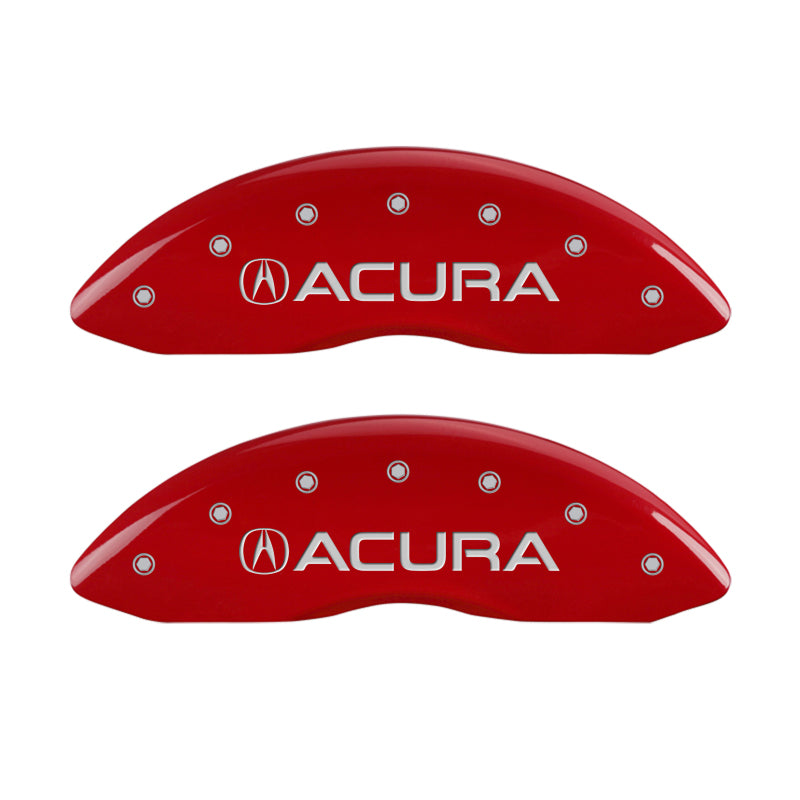 MGP 4 Caliper Covers Engraved Front & Rear Acura Red finish silver ch - 39007SACURD
