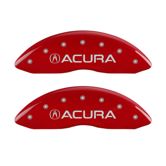 MGP 4 Caliper Covers Engraved Front & Rear Acura Red finish silver ch - 39007SACURD