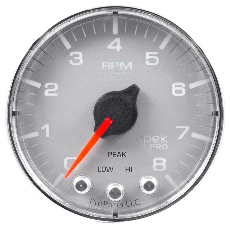 Autometer Spek-Pro Gauge Boost 2 1/16in 100psi Stepper Motor W/Peak & Warn Slvr/Chrm - P30521