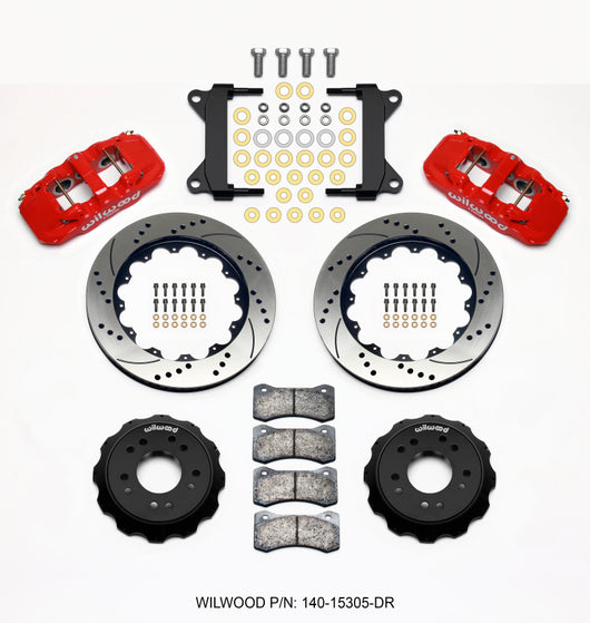 Wilwood AERO6 Front Hat Kit 14.00 Drilled Red 63-87 C10 w/ Wilwood Pro Spindles - 140-15305-DR