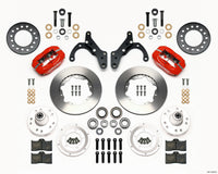 Wilwood Forged Dynalite Front Kit 11.00in Red 69-70 Impala Drum/Disc 69-82 Vette - 140-12040-R