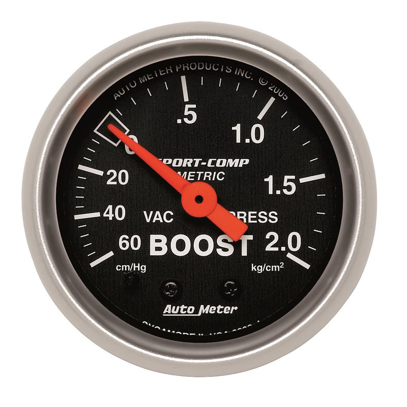 Autometer Sport-Comp 52mm 60 cm/Hg-2.0 Kg/Cm2 Mechanical Boost Gauge - 3303-J