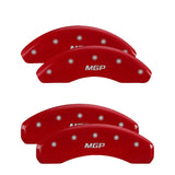 MGP 4 Caliper Covers Engraved Front & Rear No bolts/Sport Red finish silver ch - 10229SSP1RD