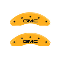 MGP 4 Caliper Covers Engraved Front & Rear GMC Yellow finish black ch - 34002SGMCYL
