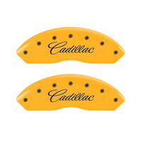 MGP 4 Caliper Covers Engraved F & R Cursive/Cadillac Yellow Finish Black Char 2007 Cadillac DTS - 35005SCADYL