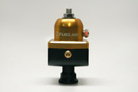 Fuelab 555 Carb Adjustable FPR Blocking 4-12 PSI (1) -8AN In (2) -8AN Out - Gold - 55501-5