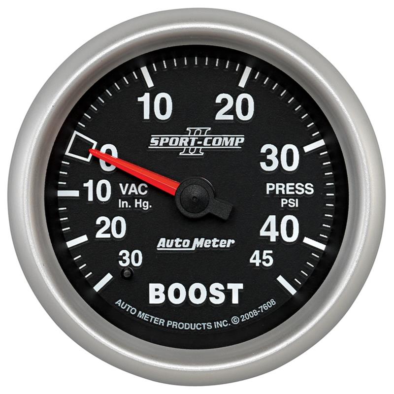 Autometer Sport-Comp II VAC/Boost 2 5/8in 30 IN HG-45PSI Mechanical Gauge - 7608
