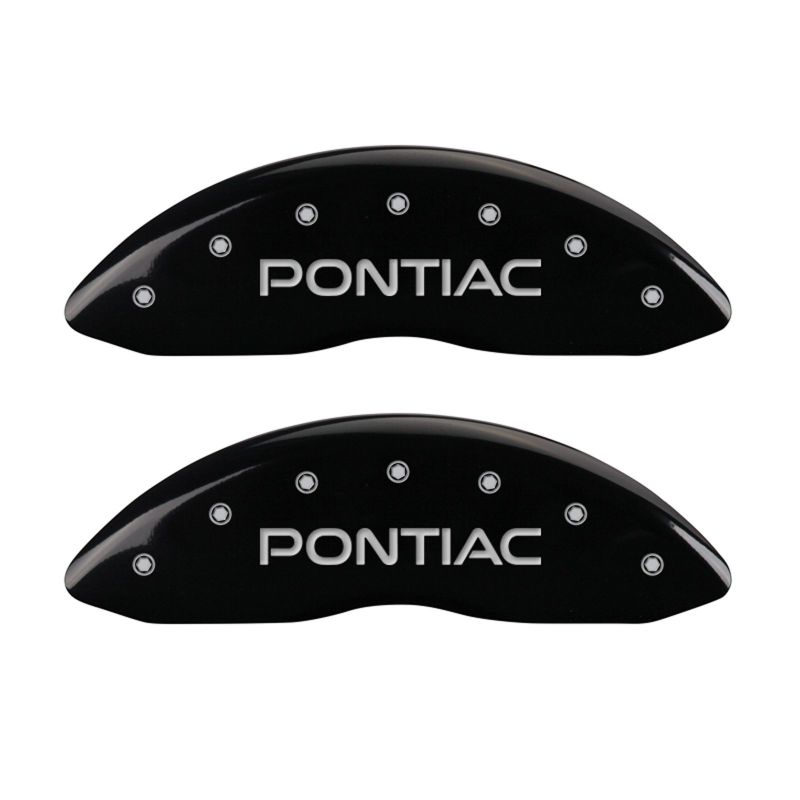 MGP 4 Caliper Covers Engraved Front & Rear Pontiac Black finish silver ch - 18031SPOPBK