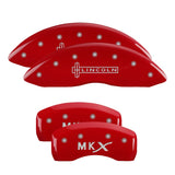 MGP 4 Caliper Covers Engraved Front & Rear Lincoln Red finish silver ch - 36013SLCNRD