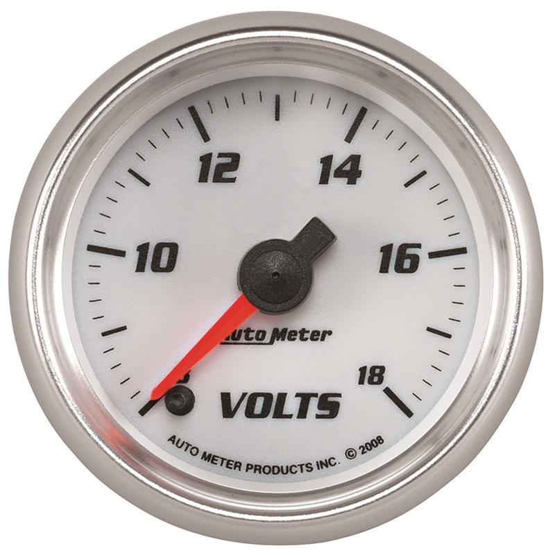 Autometer Pro-Cycle Gauge Voltmeter 2 1/16in 18V Digital Stepper Motor White - 19792