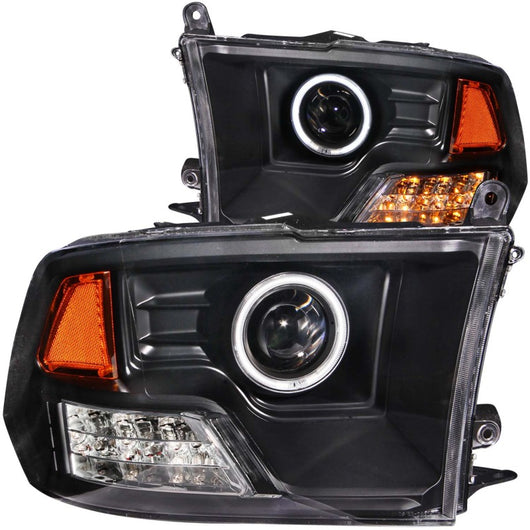 ANZO 2009-2015 Dodge Ram 1500 Projector Headlights w/ Halo Black (CCFL) - 111159