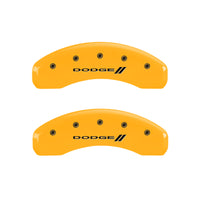 MGP 4 Caliper Covers Engraved Front & Rear With stripes/Dodge Yellow finish black ch - 12200SDD3YL