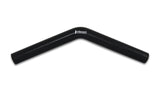 Vibrant 4 Ply Reinforced Silicone Elbow Connector - 1in ID x 8in Leg 45 Deg Elbow (BLACK) - 2968