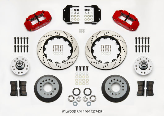 Wilwood Narrow Superlite 6R Front Hub Kit 14.00in Drill Red Magnum Force Drop Spindle - 140-14277-DR