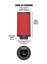AEM 4 inch x 9 inch Dryflow Element Filter Replacement - 21-2059DK