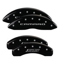 MGP 4 Caliper Covers Engraved Front & Rear Chevy racing Yellow finish black ch - 14206SBRCYL