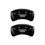 MGP 4 Caliper Covers Engraved Front JEEP Engraved Rear JEEP Grill logo Black finish silver ch - 42016SJPLBK