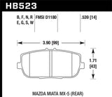 Hawk 06-10 Mazda Miata Mx-5 Rear HPS Sreet Brake Pads - HB523F.539