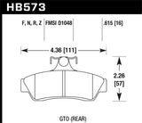 Hawk 04-06 Pontaic GTO HPS 5.0 Rear Brake Pads - HB573B.615