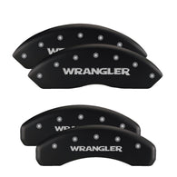 MGP 4 Caliper Covers Engraved Front & Rear Wrangler Matte Blk Finish Silver Char 2018 Jeep Wrangler - 42018SWRGMB