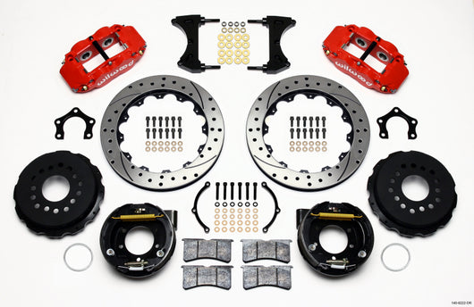 Wilwood Narrow Superlite 4R Rear P-Brk Kit 12.88in Drilled Red Mopar/Dana 2.36in Off w/Snap Ring - 140-9222-DR