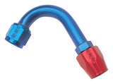 Russell Performance -12 AN Red/Blue 120 Degree Full Flow Hose End (1-1/2in Centerline Radius) - 610250