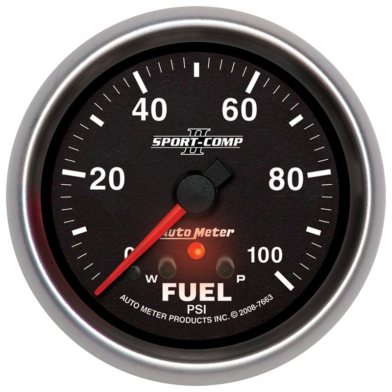 Autometer Sport-Comp II 2-5/8in 0-100 PSI Full Sweep Electronic Fuel Pressure Gauge - 7663
