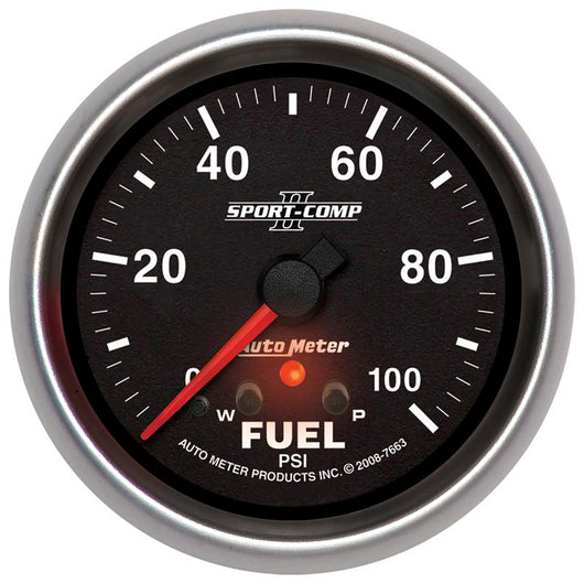 Autometer Sport-Comp II 2-5/8in 0-100 PSI Full Sweep Electronic Fuel Pressure Gauge - 7663