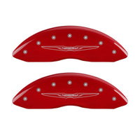 MGP 4 Caliper Covers Engraved Front & Rear Style 2/Chrysler Wing Red finish silver ch - 32009SCW2RD