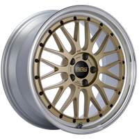 BBS LM 19x8.5 5x112 ET48 Gold Center Diamond Cut Lip Wheel -82mm PFS/Clip Required - LM249GPK