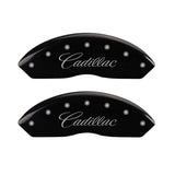 MGP 4 Caliper Covers Engraved Front Cursive/Cadillac Engraved Rear STS Black finish silver ch - 35002SSTSBK