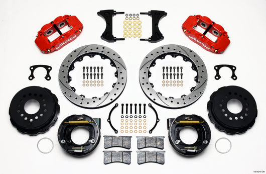 Wilwood Narrow Superlite 4R Rear P-Brk Kit 12.88in Drilled Red Big Ford New Style 2.36in Offset - 140-9218-DR