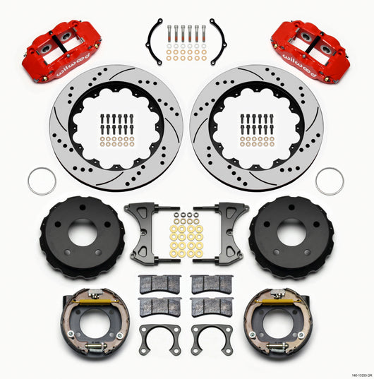 Wilwood Narrow Superlite 4R Rear P-Brk Kit 14.00in Drill Red Big Ford 2.36in Off Bronco 5 x 5.50 - 140-13333-DR