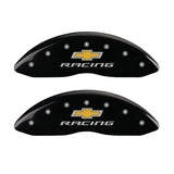 MGP 4 Caliper Covers Engraved Front & Rear Chevy racing Black finish silver ch - 14033SBRCBK
