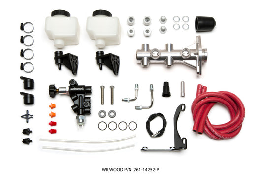 Wilwood Tandem Remote M/C Kit w L/H Brkt & Prop Valve - 1 1/8in Bore Ball Burnished - 261-14252-P
