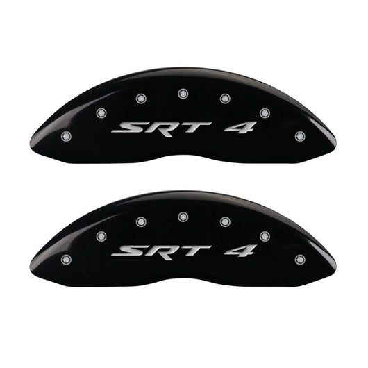 MGP 4 Caliper Covers Engraved Front & Rear SRT4 Black finish silver ch - 12192SSR4BK