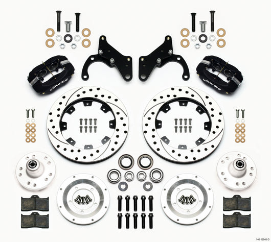 Wilwood Forged Dynalite Front Kit 12.19in Drilled 69-70 Impala Drum/Disc 69-82 Vette - 140-12045-D