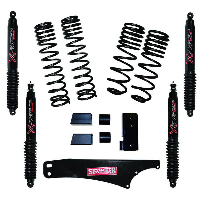 Skyjacker Long Travel 2in-2.5in Lift Kit w/Black Max Shocks 07-18 Jeep Wrangler JK 4 Door 4WD - JK25BPBLT